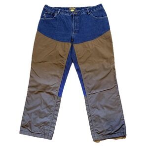 Cabela's Jeans Mens 40x30 Blue Denim Nylon Overlay Brush Pants Hunting Workwear